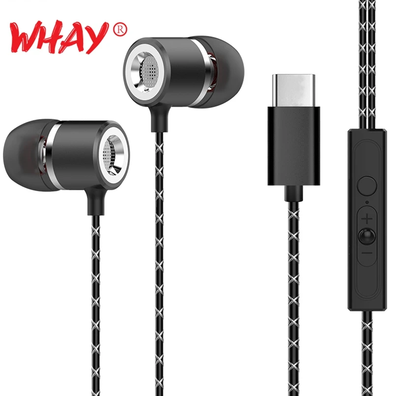 Наушники WhaY для Leeco Usb Type c с микрофоном Hi Fi наушники вкладыши типа Letv LeEco Le 2 Pro Max