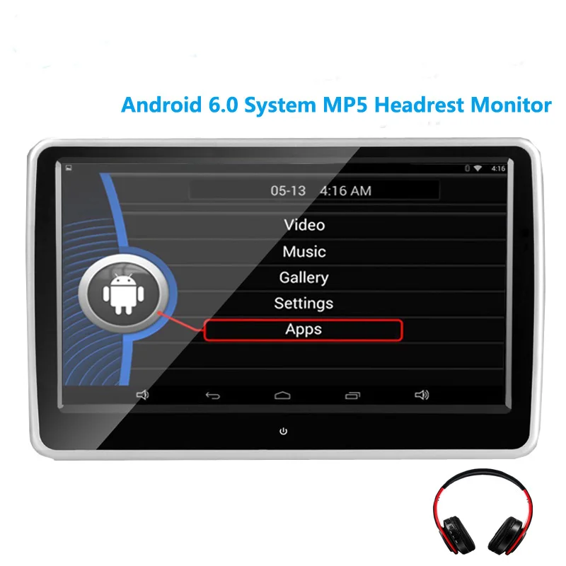 1 monitor 1 headset 10,1 дюймов Автомобильный подголовник монитор Система Android 6.0.1 с wifi ips сенсорный экран MP5 плеер с USB/SD/Bluetooth/динамик - Цвет: 1 monitor 1 headset