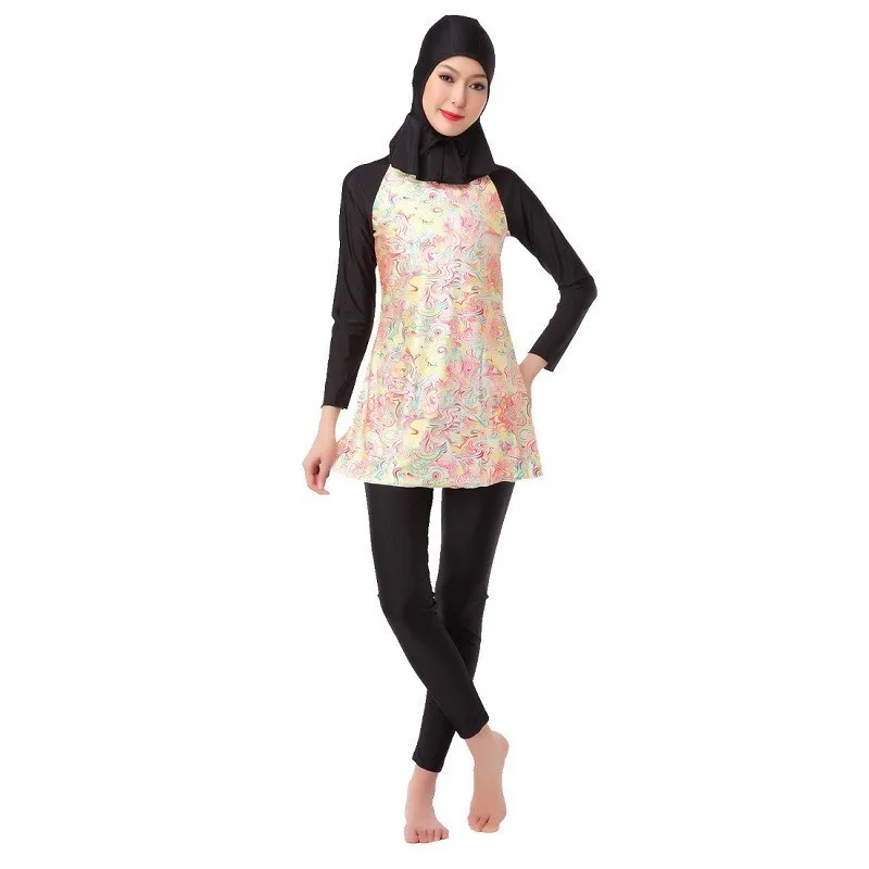 Купальный костюм с длинным рукавом, купальники для мусульманских женщин, гуранка, исламский хиджаб, платье 3XL, полное покрытие размера плюс