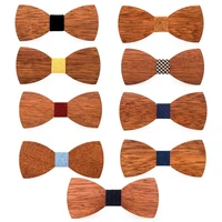 men high quality wooden bow ties classic business butterfly solid wood bow tie