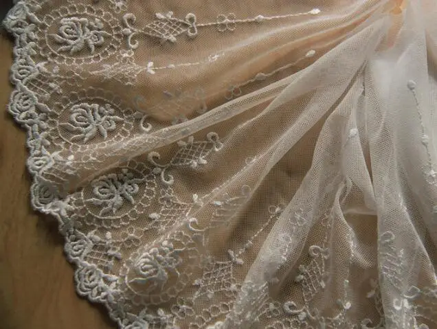 5 ярдов дворец слоновая кость черный бежевый тюль сетчатая вышивальная Ткань Venise