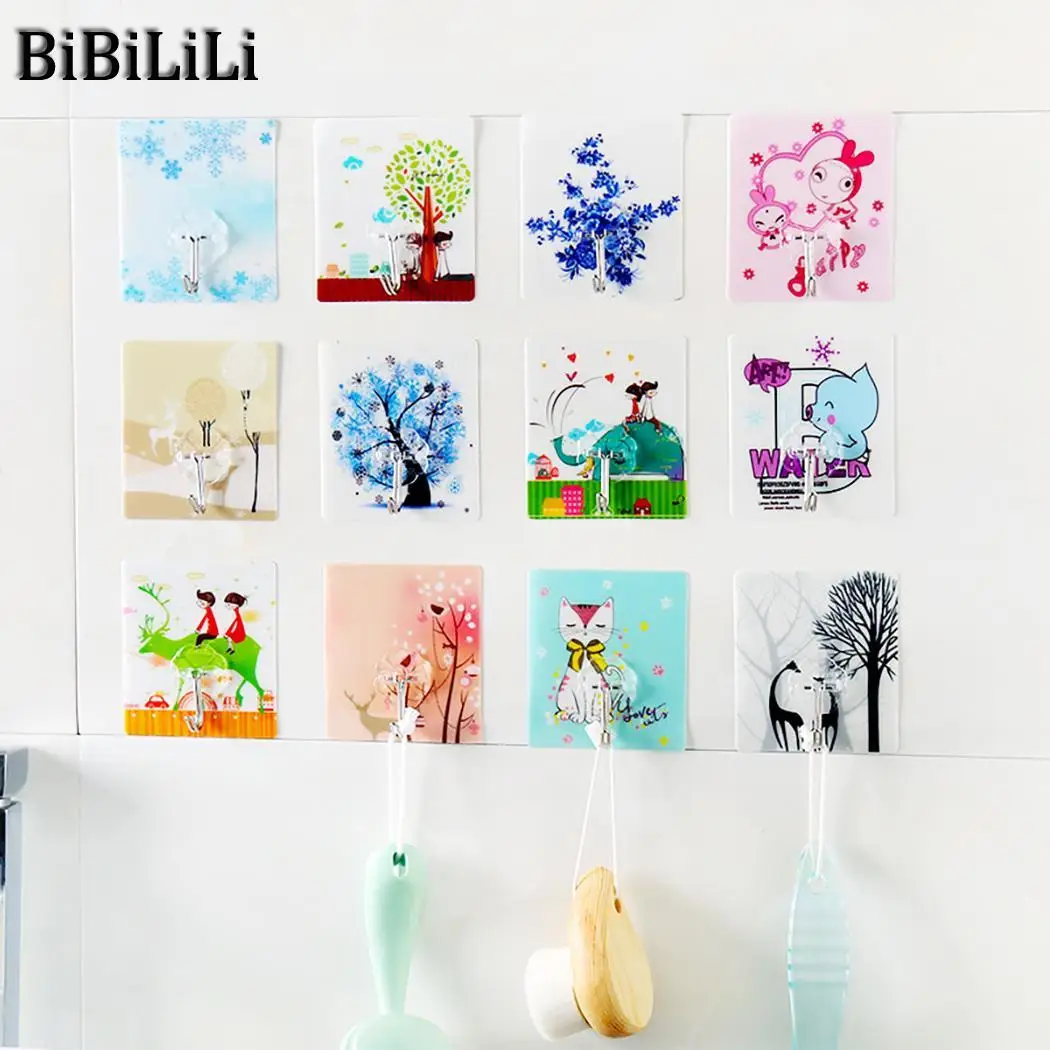 Печатные крючки настенный крючок керамический 8 шт. держатель стекло ванная