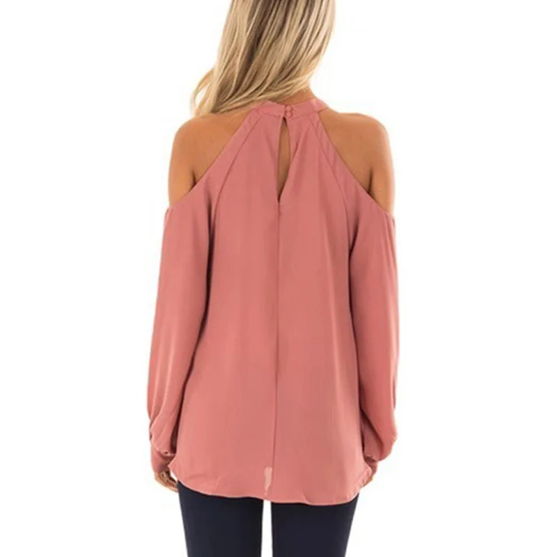 Женская шифоновая рубашка с открытыми плечами ELSVIOS летняя и весенняя блузка