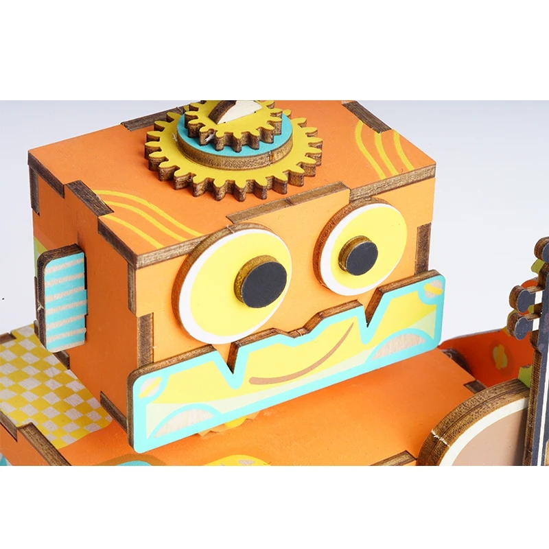 Robotime DIY музыкальная шкатулка 3D деревянная головоломка маленький робот