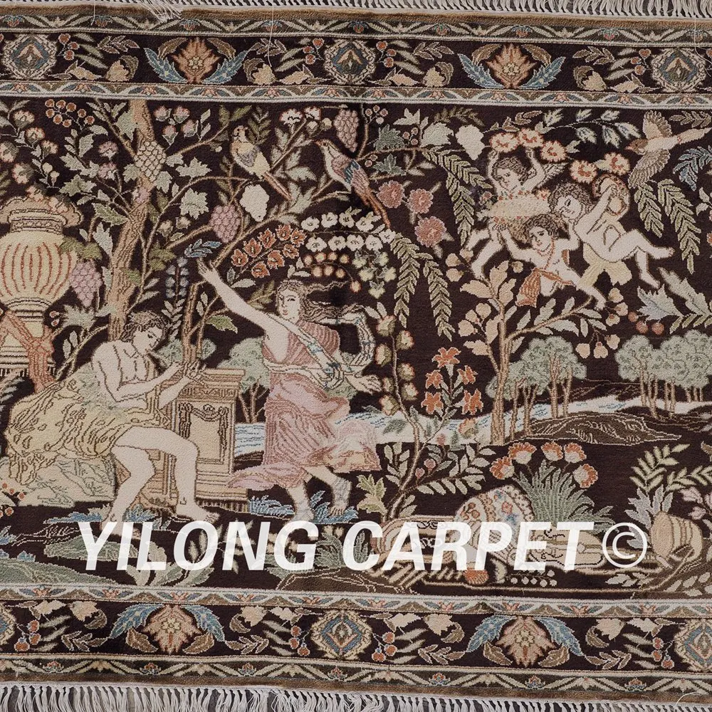 Yilong 2 'x 3' 400 линия персидский шелковый ковер классический Адам и ЭВА в саду