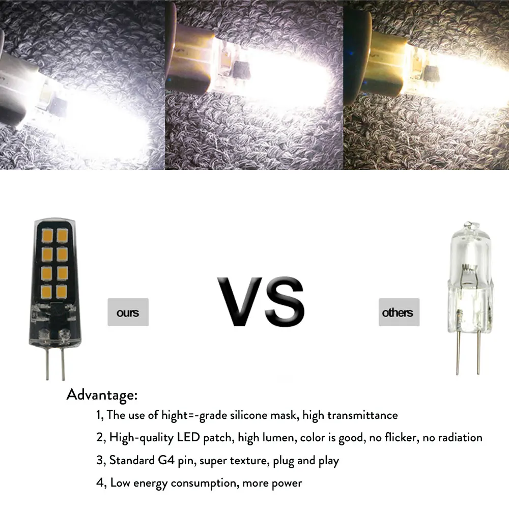 10 шт./лот G4 DC 12 В 24 Светодиодная лампа 2835 SMD 3 Вт замена 25 галогенная светильник 360