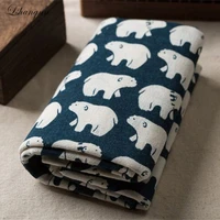 new 100cmx150cm cartoon style polar bear cotton linen fabric burlap for sewing textile quilting diy sofa fabric curtain cloth