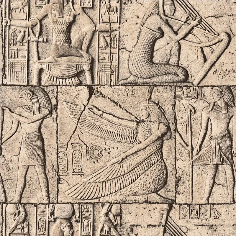 

3D human body engraving Vintage Egyptian wallpaper Culture Stone Mural theme hotel video game room wall decoration Wallpaper