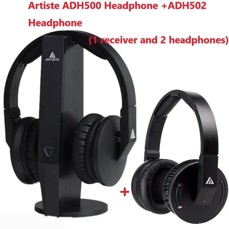 Artiste ADH500+ ADH502 1 приемник база 2 Наушники 2,4 ГГц Беспроводные ТВ наушники HiFi гарнитура 3,5 мм разъем для ПК ТВ 2 человека использования