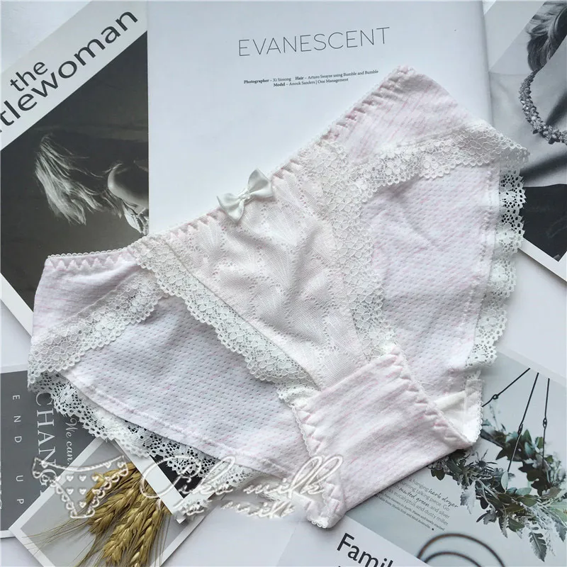 pink SP& CITY, японское милое кружевное сексуальное нижнее белье для девушек, женские бесшовные трусики, ледяной шелк, мягкий шаговый шов, хлопковые трусы, женское нижнее белье - Цвет: pink
