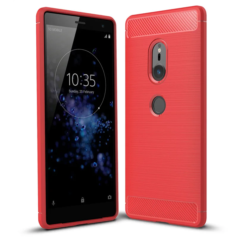 Red Carbon Fiber Texture Case For Sony Xperia XA1 XA2 Ultra XA2 Plus Soft TPU Case For Sony XZ3 XZ1 Compact XZ2 Premium L1 L2 Cover - Цвет: Red