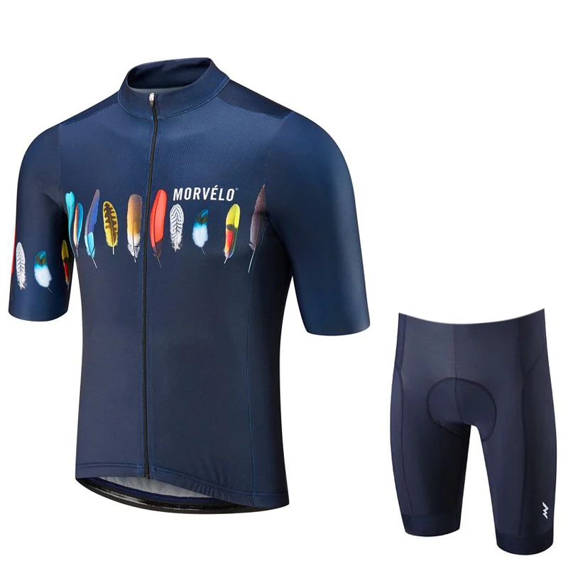 Pic color Morvelo одежда для велоспорта Мужской комплект костюм летняя велосипедная Одежда дышащая анти-УФ велосипедная одежда короткий рукав Велоспорт Джерси Наборы - Цвет: Pic color