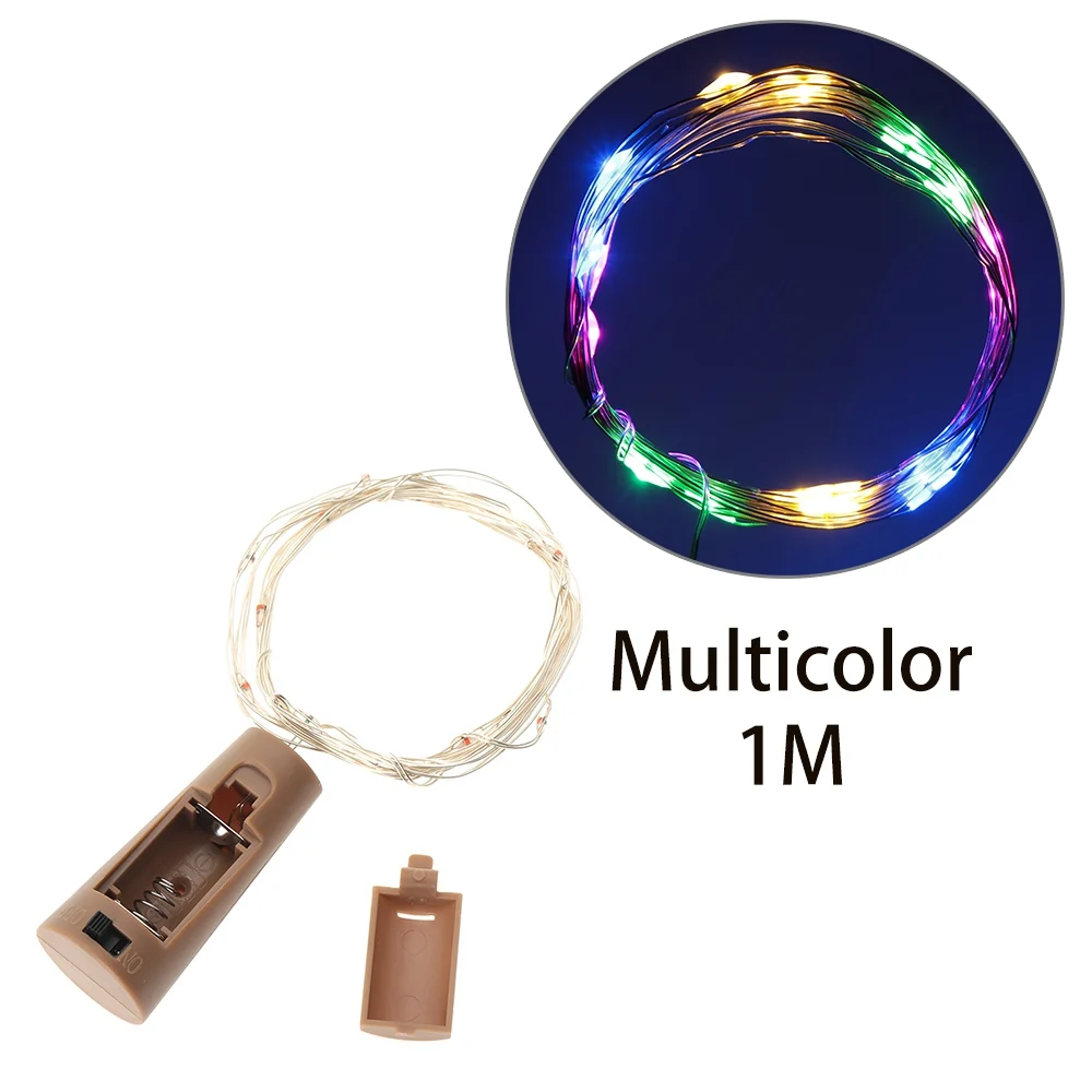 1M multicolor 1 м/2 м пробка для винных бутылок светильники-пробка медная проволока светодиодный гирлянда винная пробка лампа для свадебного фестиваля вечерние украшения - Цвет: 1M multicolor