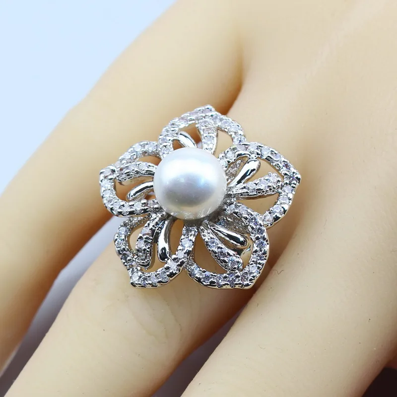 Женский свадебный ювелирный комплект из натурального жемчуга серебристого