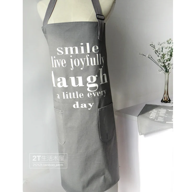 Хлопковый кухонный фартук без рукавов серый с рисунком улыбки для мужчин и