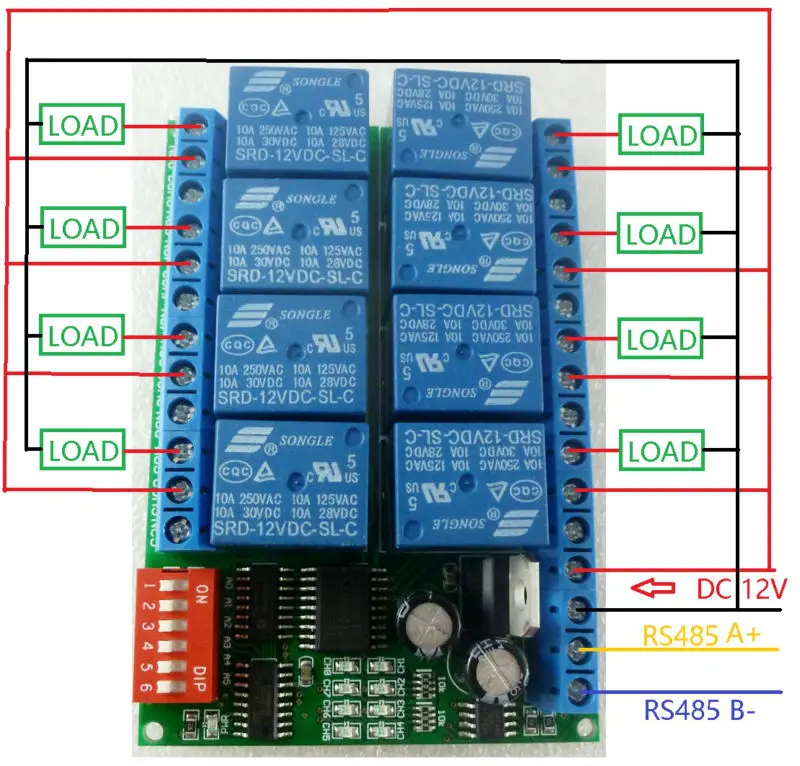 Релейная плата модуля Modbus RTU RS485 8 каналов 12 в пост. Тока для светодиодной лампы ПЛК