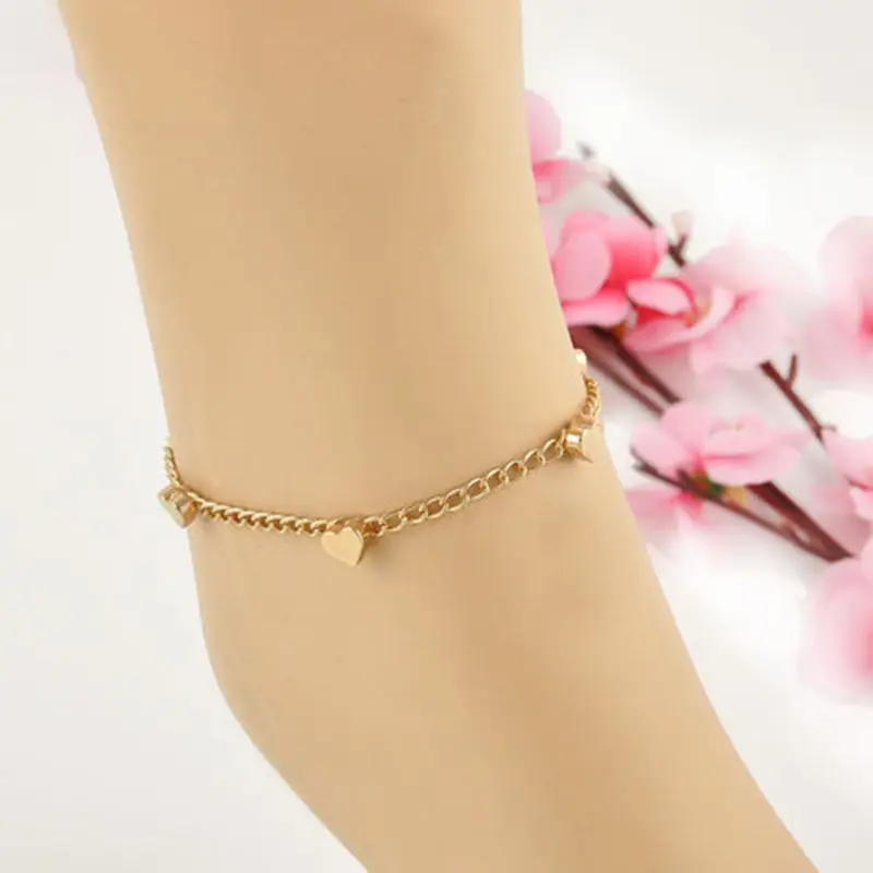 Women Heart Love Design Gold Foot Jewelry Chain Anklet Bracelet For Girls Summer Fashion Accessories | Украшения и аксессуары