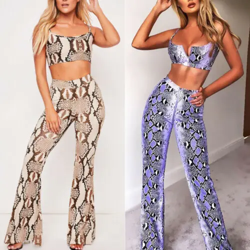 Пикантные для женщин без рукавов спортивный костюм Bodycon Crop Top+ мотобрюки брюки для девочек Комбинезон