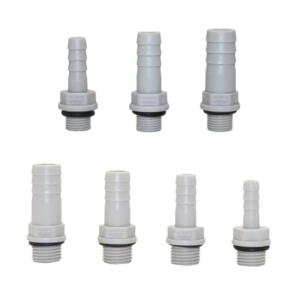 

1/8",1/4" thread to 6/8/10/12mm Hose Straight Connector Plastic-Steel Aquarium Air Pump Joint Pipe Adapter