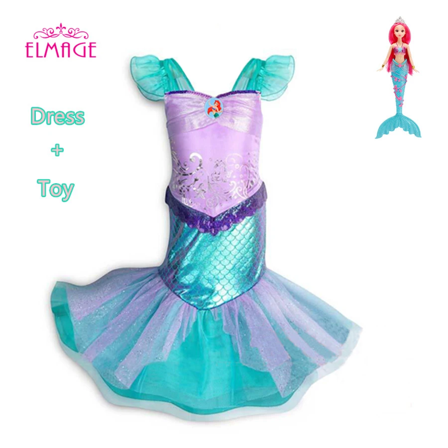 dress-toy Pearl Diary/детская одежда; маленький костюм русалки для косплея; модные детские платья русалки для девочек; одежда принцессы Ариэль на Хэллоуин - Цвет: dress-toy