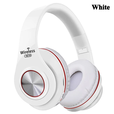 White Наушники Bluetooth гарнитура Беспроводная FM радио TF карта HIFI наушники вызов бас с микрофоном складной длительный срок службы батареи - Цвет: White