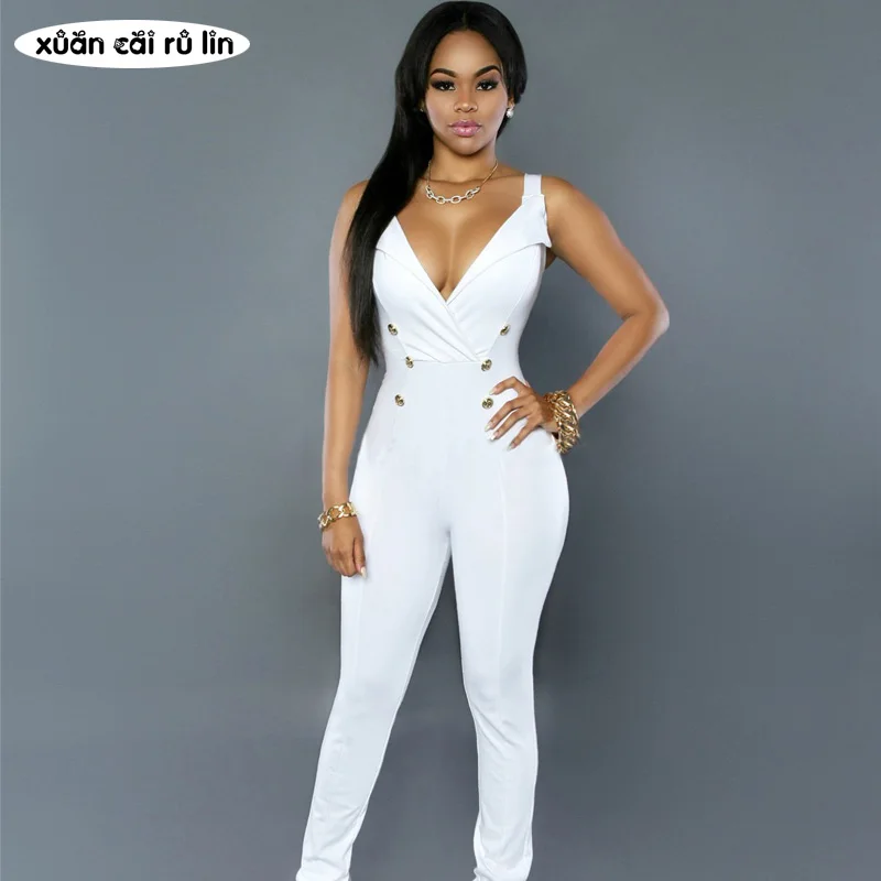 Осень лето 2020 черный белый сексуальный Облегающий комбинезон без рукавов с