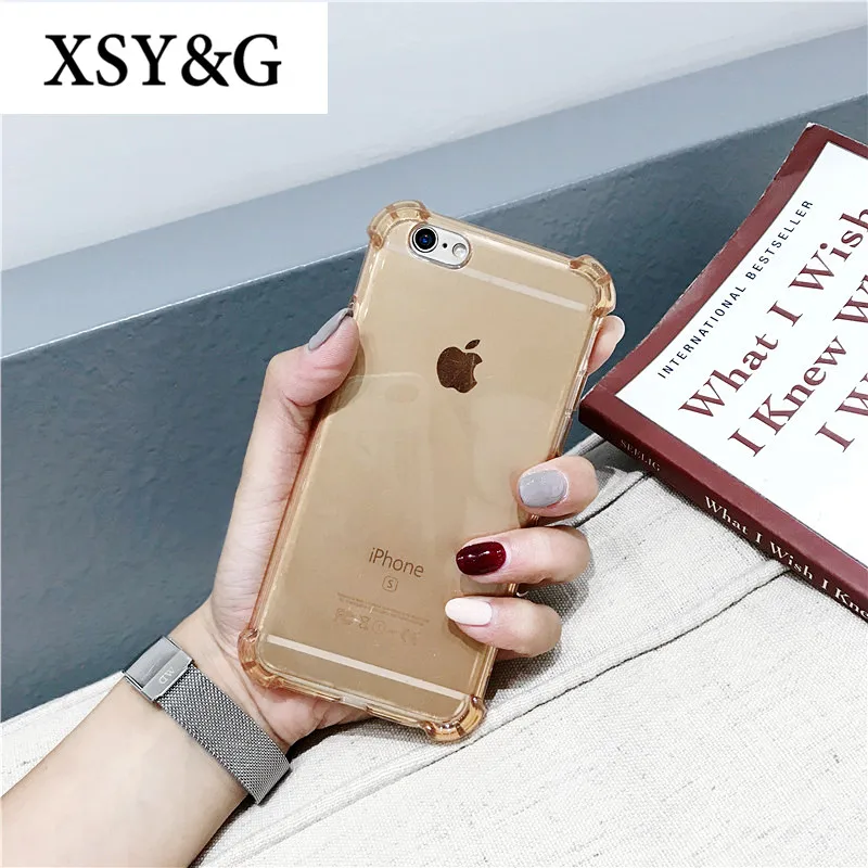Модные противоударные прозрачные чехлы для телефонов iPhone 6 чехол iphone 7 6S 8 Plus X