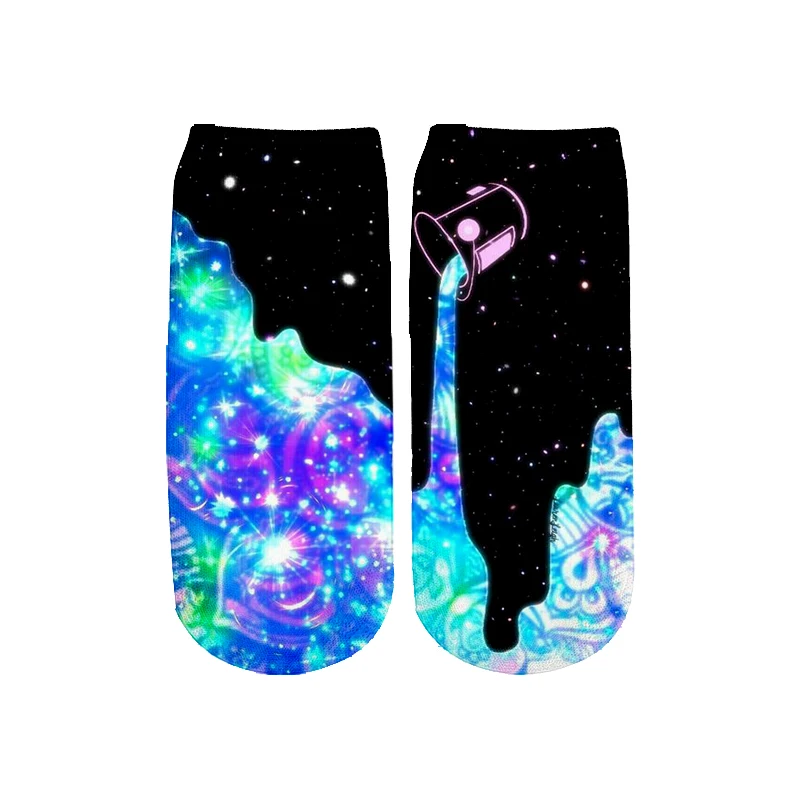 PLstar Cosmos art забавные молочные космические Galaxy носки летние модные 3D хлопковые носки красочные теплые короткие носки женские носки