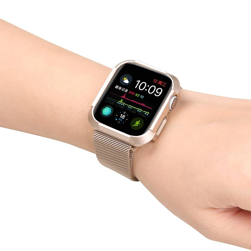 Миланский ремешок для apple watch 44 мм 40 iwatch 4 5 чехол браслет защита от падения
