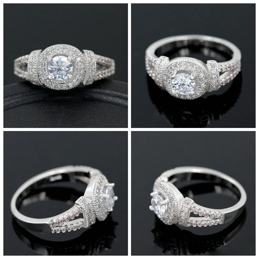 US STOCK Uloveido 15%Off Wedding Rings for Women Silver Color Crystal Ring with Stone Vintage Jewelry Gift Y133 | Украшения и