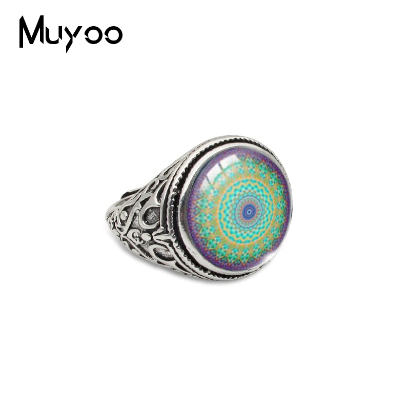 Новинка 2019 винтажные богемные стильные купольные кольца с мандалой в античном
