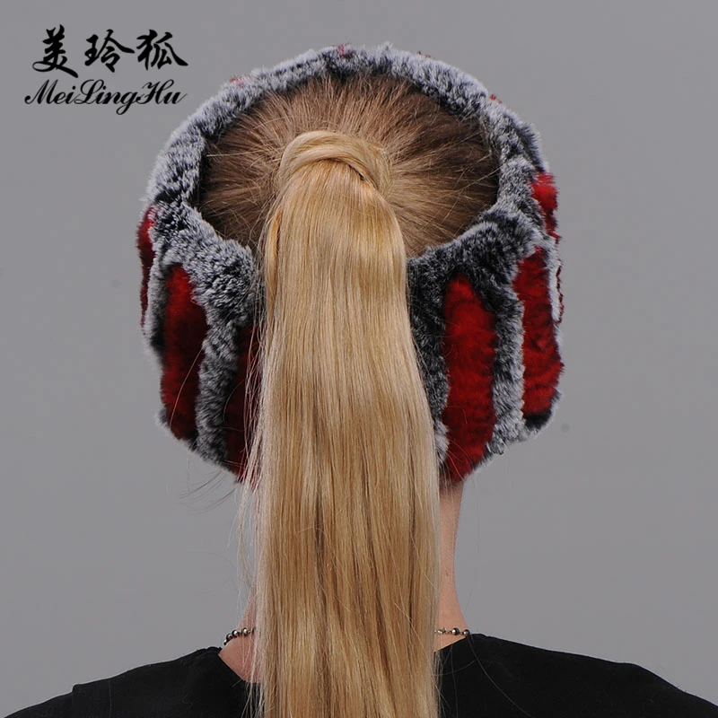 Женские шапки из натурального меха кролика рекс Зимний головной платок