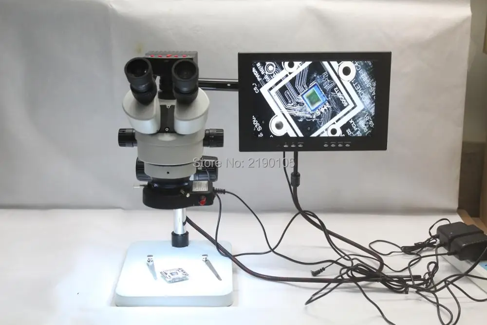 

Trinocular Stereo Microscope 3.5X-90X Continuous Zoom Magnification 16MP HDMI USB Microscope Camera LED Lights 10-inch Monitor