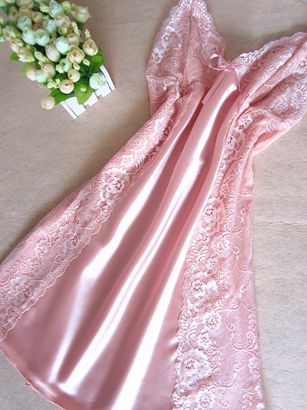 Женские ночные рубашки Для женщин сексуальное кружевное платье с v-образной