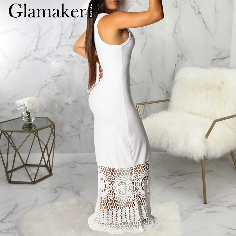Glamaker, черное вязанное платье, женское, весна-лето, элегантное, макси платье, вечерние, для ночного клуба, для отдыха, Пляжное, облегающее платье