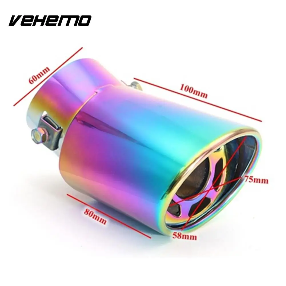 Vehemo Chrome 1 шт. выхлопной трубы сзади круглый хвост горло Хвост Глушитель прочный