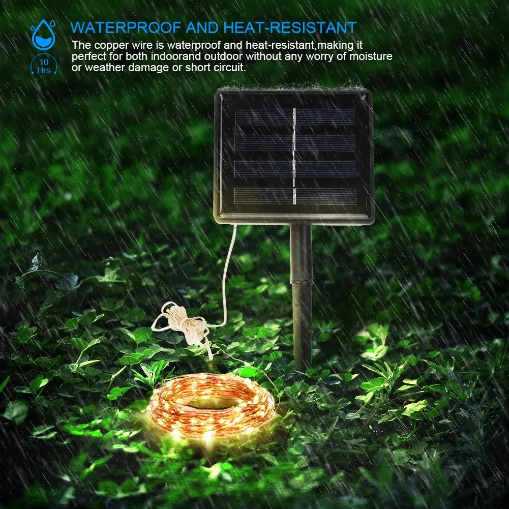 Outdoor Solar Light String Home 7M 12M 22M Garden Copper Wire Light String Fairy Outdoor Solar Powered Christmas Party Decor