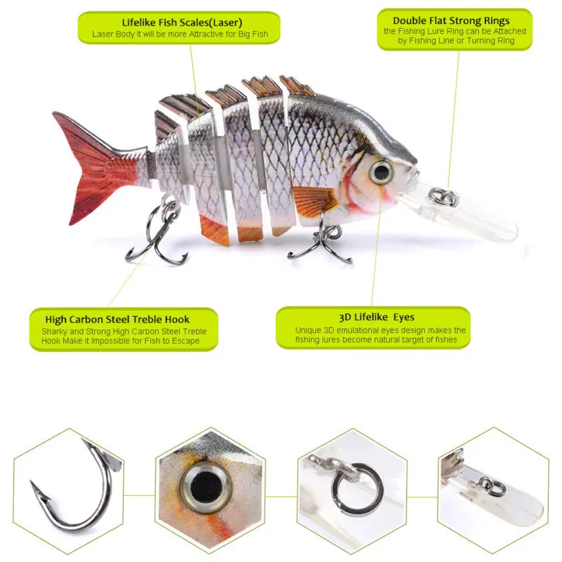 1 рыболовная приманка свимбейт кренкбейт снасть 10 см 14 г многосекционный 6