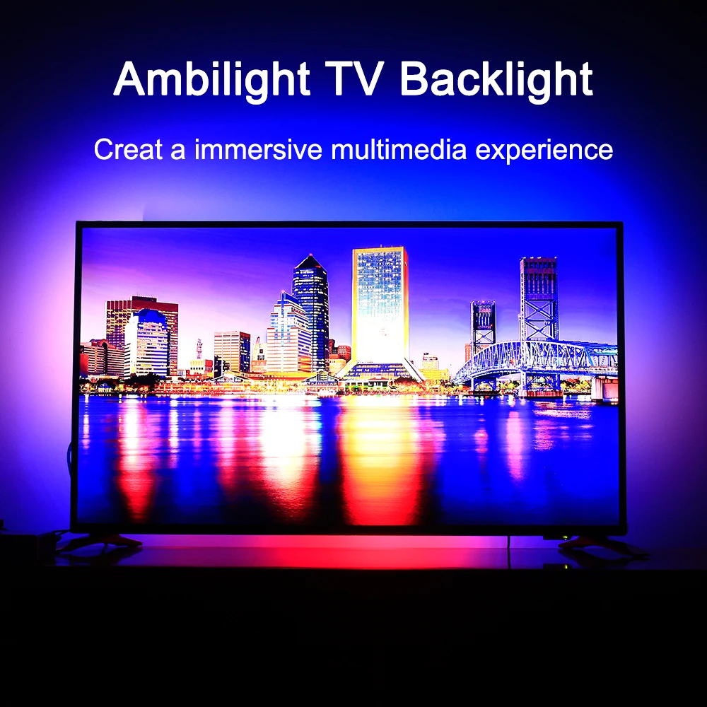 Ambilight TV Backlights Flexible LED light Tape Ribbon RGB Color Changeable TV Background Lighting 4K HDTV TV HDMI sources Kit