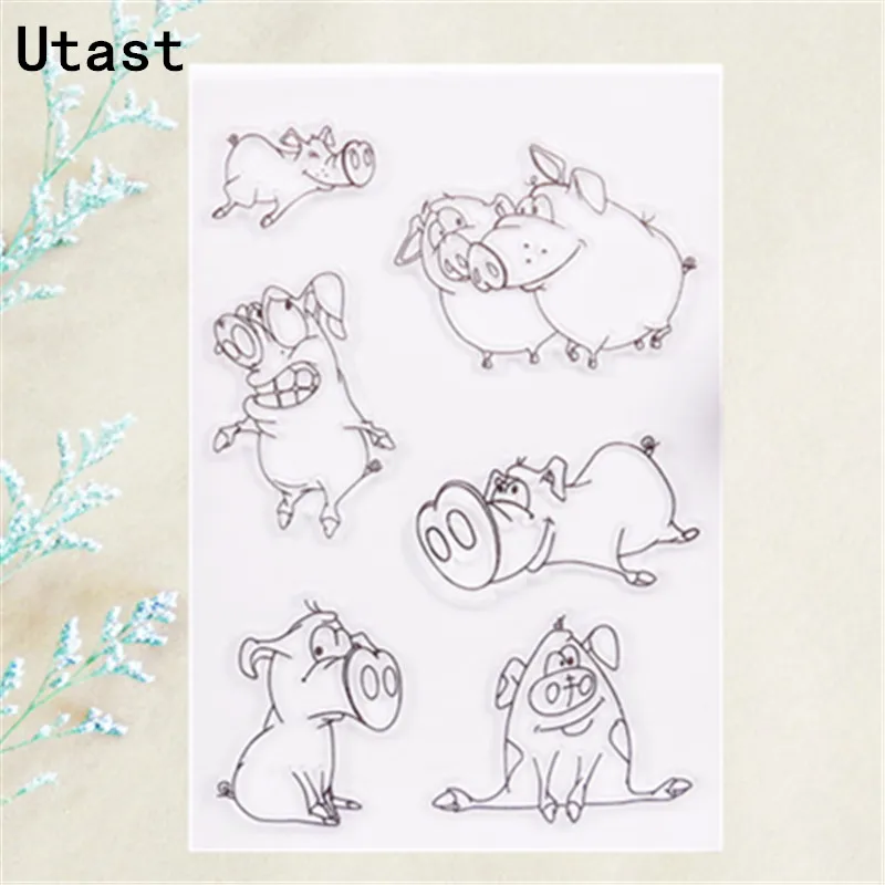 Забавная свинья животных прозрачные силиконовые штампы/прозрачный резиновый