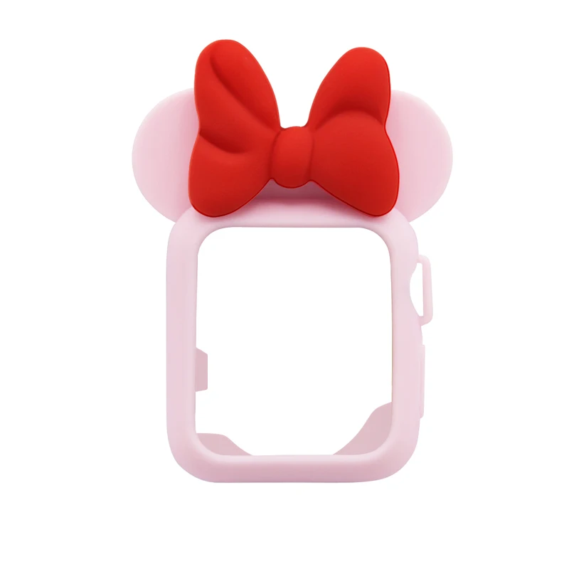 pink red 2 Милые Мультяшные силиконовые часы Чехол 5 4 44 мм для apple watch ремешок 40 мм браслет ремешок для iwatch 3 2 1 42/38 мм протектор аксессуар - Цвет ремешка: pink red 2