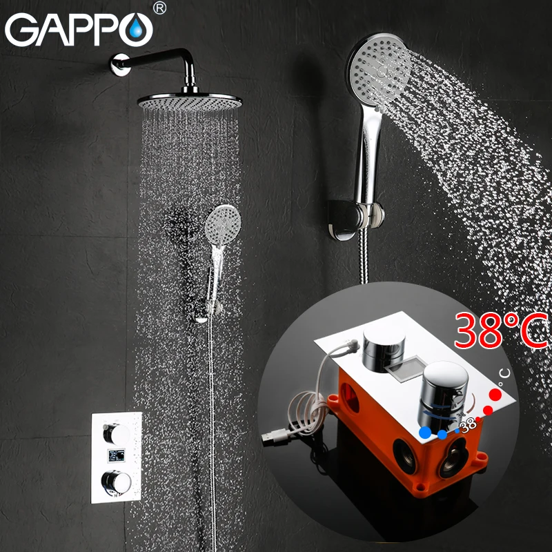 GAPPO смеситель для душа для ванны кран для ванны хромированный ЖК-Цифровой температурный душ кран в стене Torneira de chuveiro