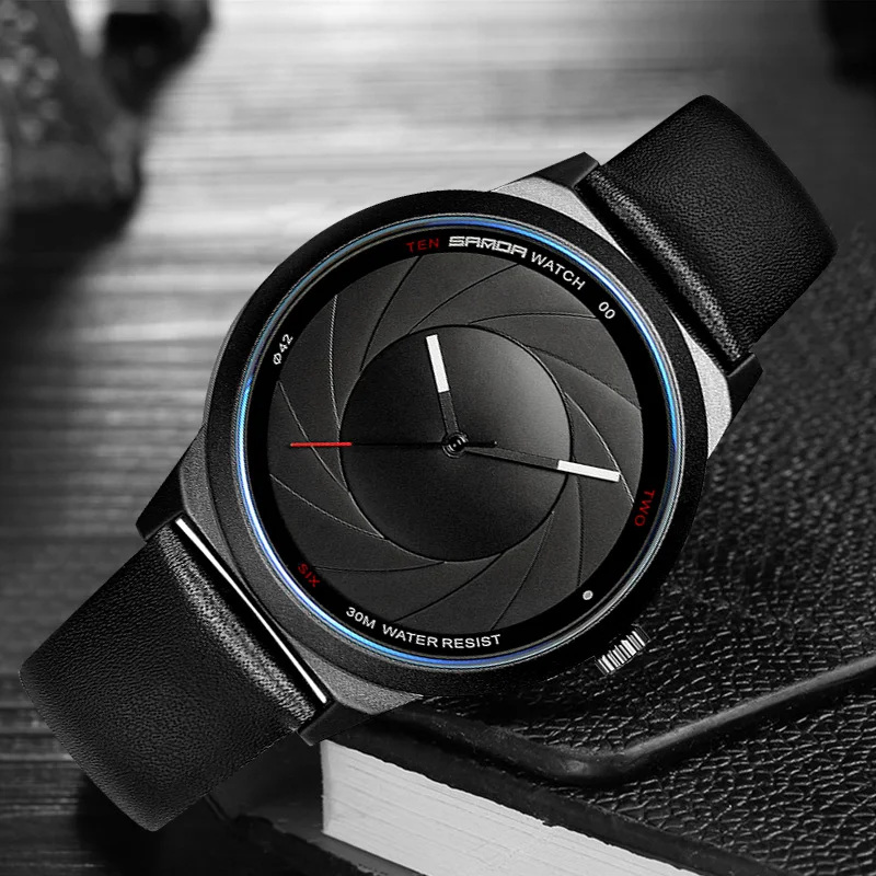 SANDA кварцевые часы мужские лучший бренд класса люкс наручные с ремешком из