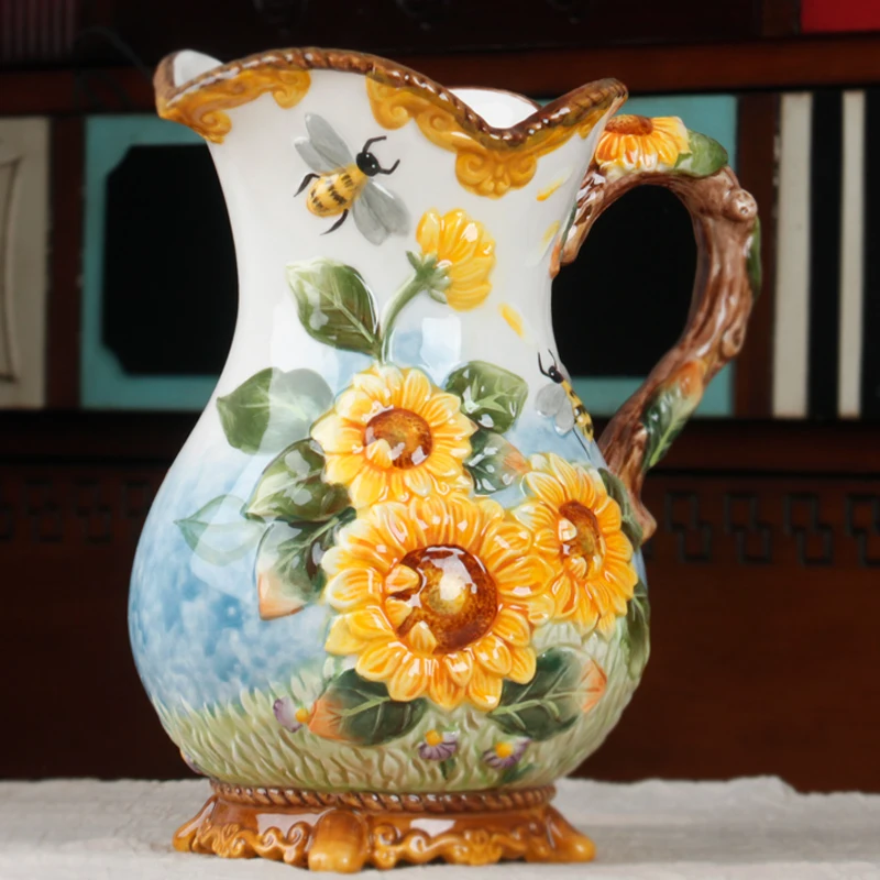 

American Sun Flower Flowers Vases Ceramic Vase Ornaments Sunflower Hydroponic Vase Home Decoration Accessories R1905