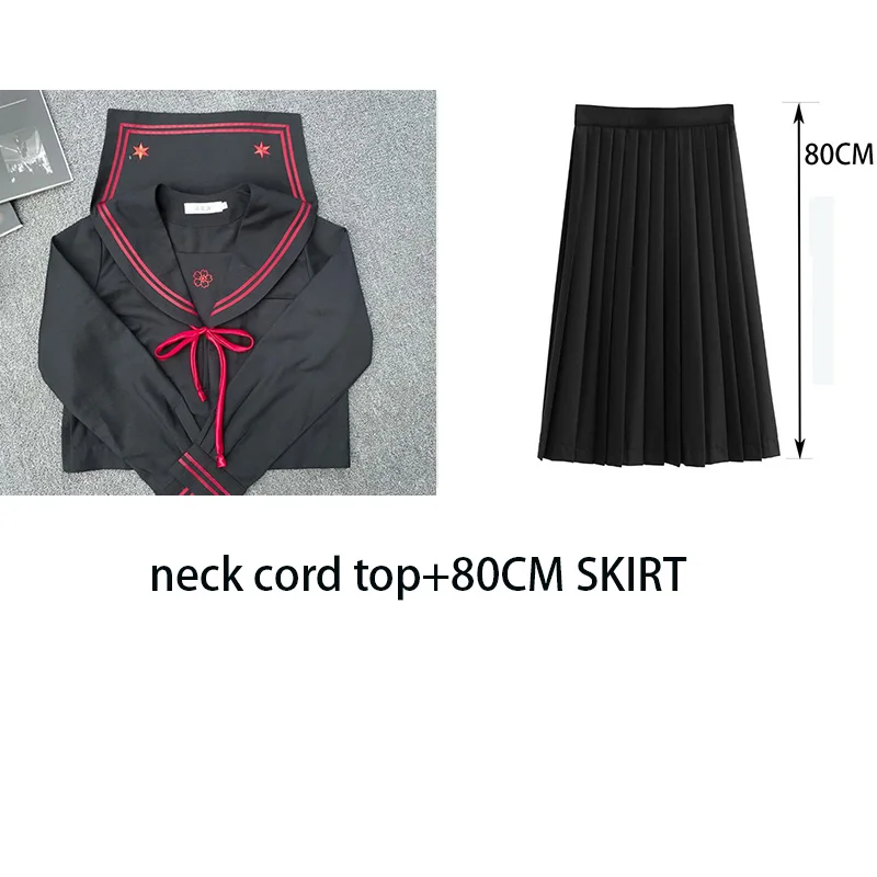 80CM SKIRT SET1 TR японский JK наборы школьной формы для девочек Сакура вышивка старшеклассница для женщин Новинка матросские Костюмы янки девушка Униформа JK001 - Цвет: 80CM SKIRT SET1