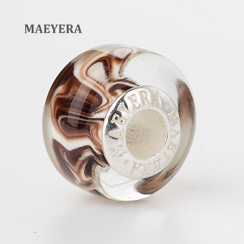MAEYERA ювелирные изделия настоящее S925 ядро лампворк бусины черные муранские