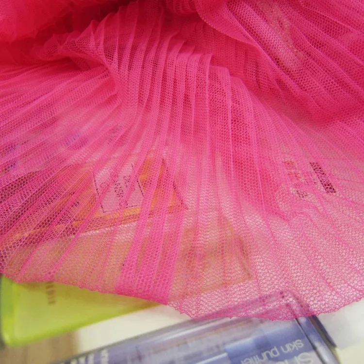 hot pink Голубой Тюль плиссе в гармошку ткань для плиссированного платья, сетка гармошка плиссированная ткань, гармошка ткань - Цвет: hot pink