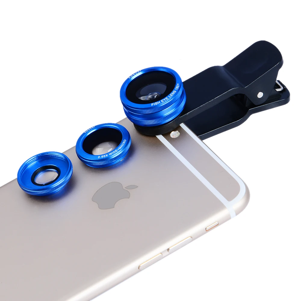 APEXEL 3 in 1 camera lens Kit universal 180 Fisheye 10X Macro 0.65X Wide angle Lens for iPhone 5S 6 6S Plus Xiaomi | Мобильные