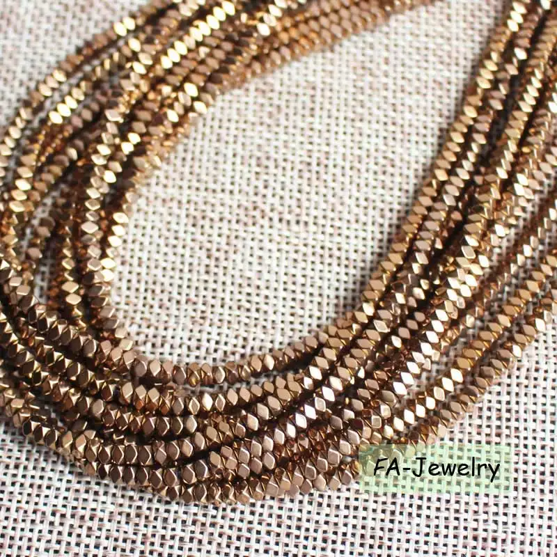 Copper Натуральный гематитовый цвет 2x3 мм граненые прямоугольные бусины 15 дюймов/180 шт на прядь - Цвет: Copper