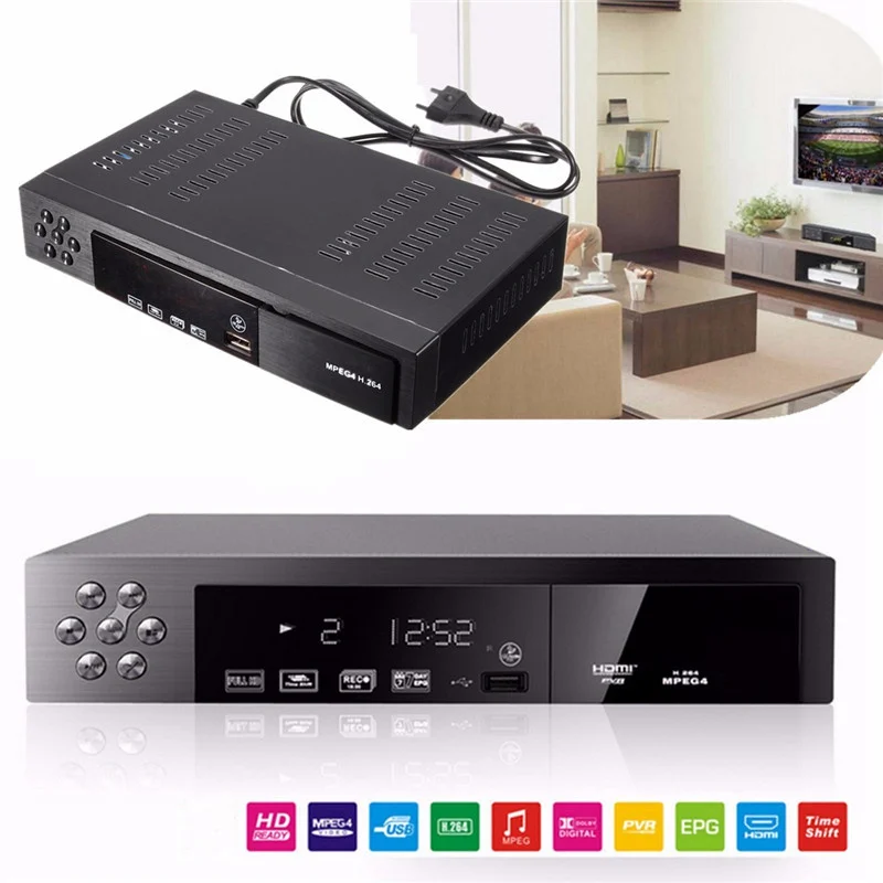 LEORY DVB-T2+ S2 видео вещания спутниковый ТВ приемник коробка HD 1080P HD ТВ композитный цифровой высокой четкости приемник ЕС/Великобритания Разъем